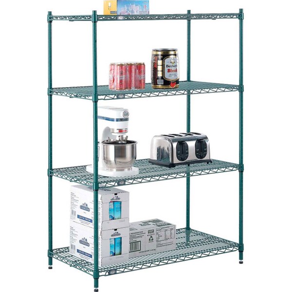 Nexel 5 Tier Wire Shelving Starter Unit, 36W x 24D x 74H, Green Epoxy Finish 24367G5 - main